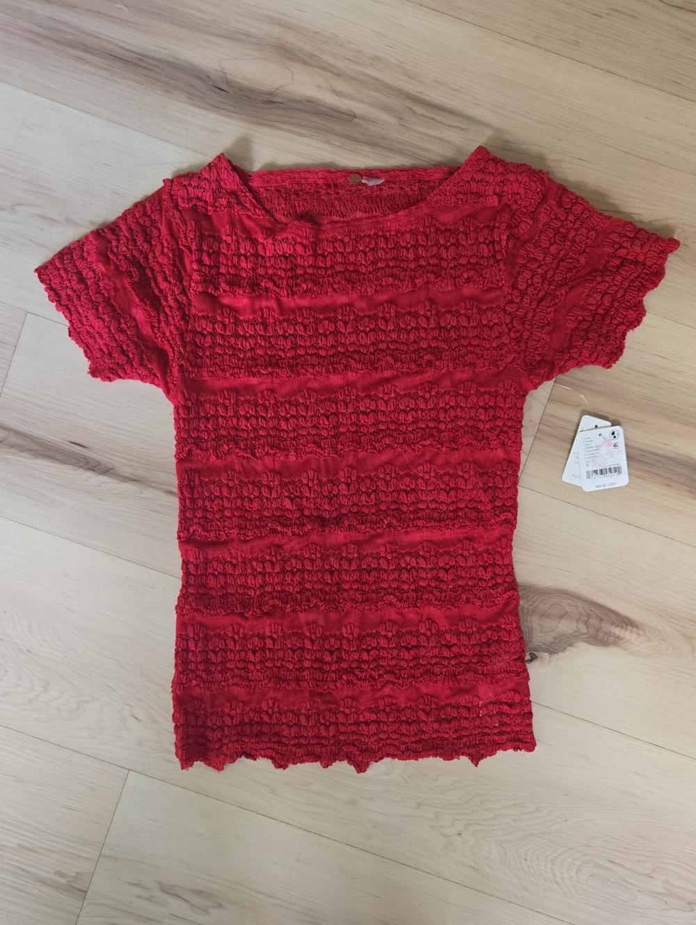 NWT Free People One Angelina Lace Tee, Berty Twist, Size Small